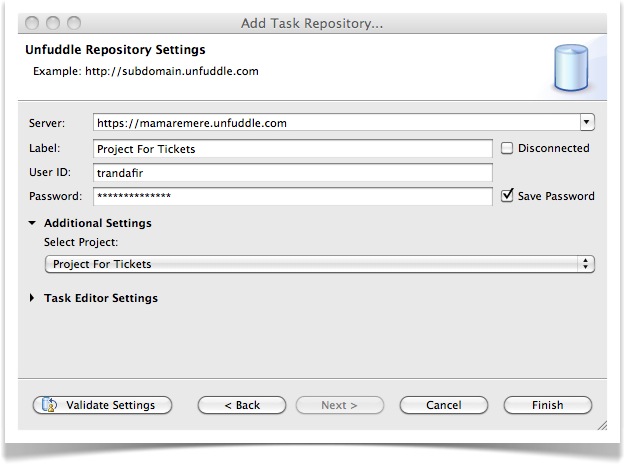 Edit Unfuddle Repository Settings