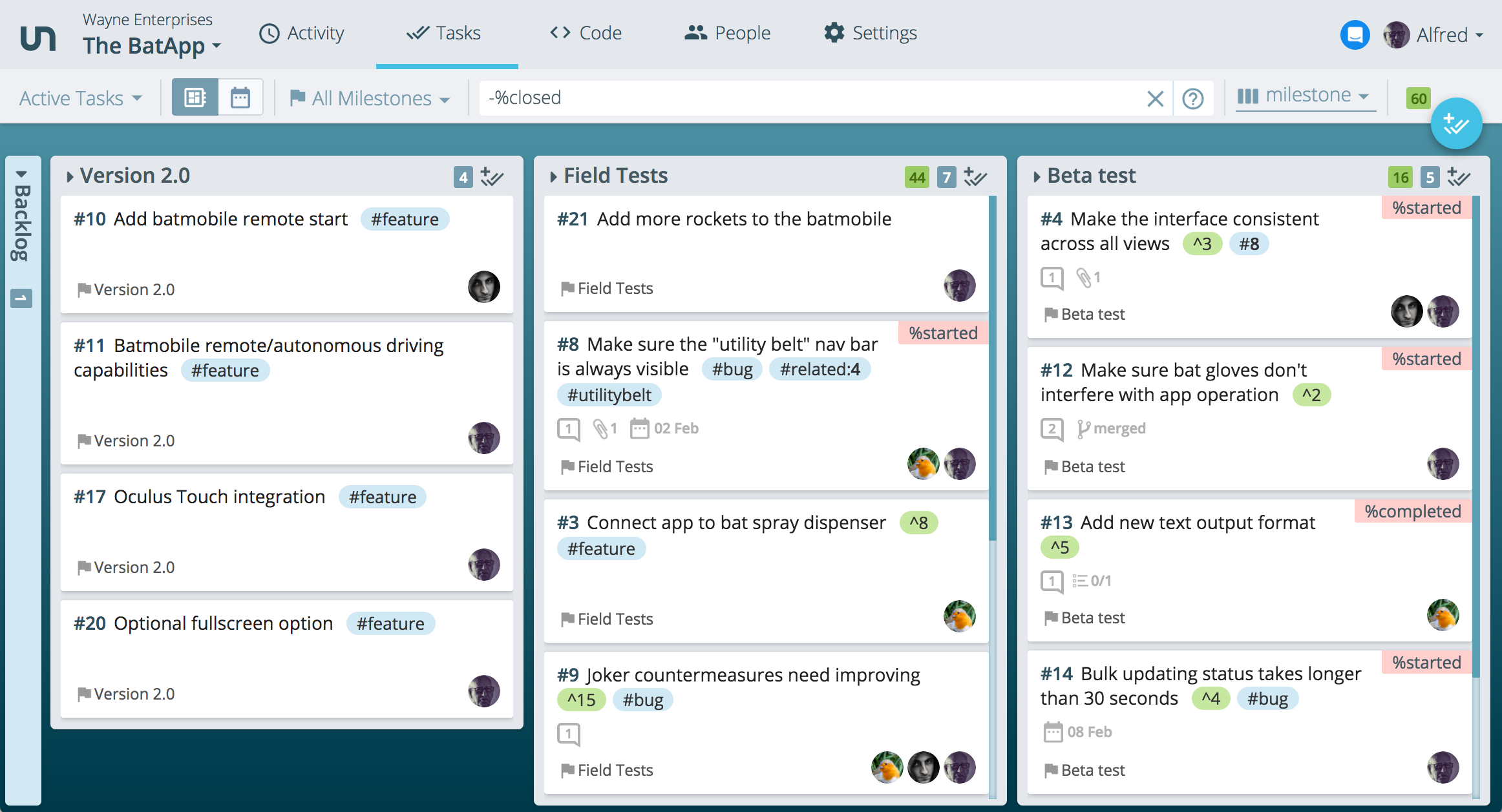 Bug and issue tracking in Unfuddle TEN