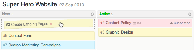 Screenshot of the task board schedules